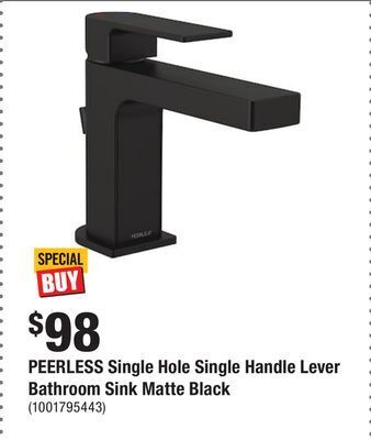 Home Depot Peerless single hole single handle lever bathroom sink matte black offer