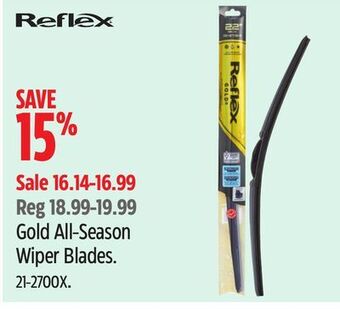 Canadian Tire Reflex gold all-season wiper blades offer