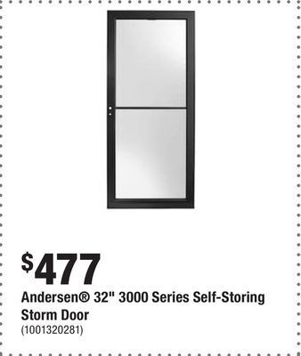 Home Depot Andersen 32 3000 series self-storing storm door offer