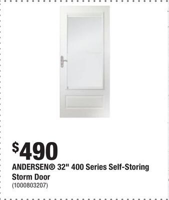 Home Depot Andersen 32 400 series self-storing storm door offer