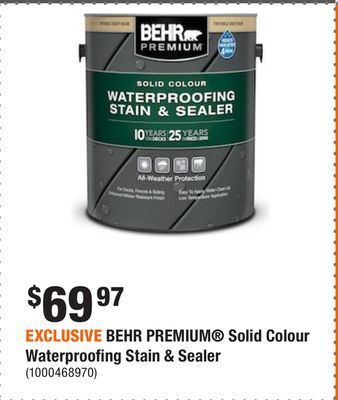Home Depot Exclusive behr premium solid colour waterproofing stain & sealer offer