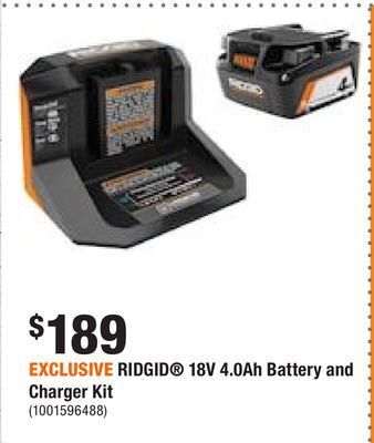 Home Depot Exclusive ridgid 18v 4.0ah battery and charger kit offer