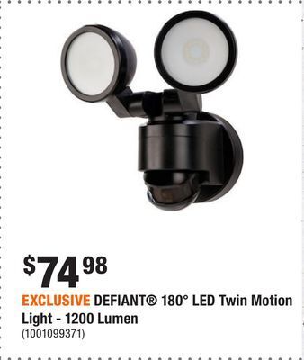 Home Depot Exclusive defiant 180° led twin motion light - 1200 lumen offer