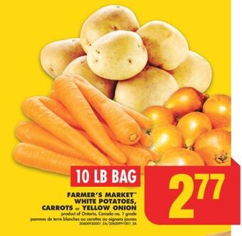 No Frills Farmer's market white potatoes, carrots or yellow onion, 10 lb bag offer
