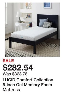 Bed Bath & Beyond Lucid comfort collection 6-inch gel memory foam mattress offer