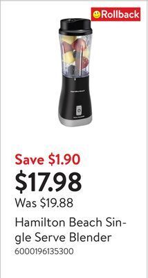 Walmart Hamilton beach single serve blender offer
