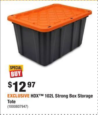 Home Depot Exclusive hdx 102l strong box storage tote offer