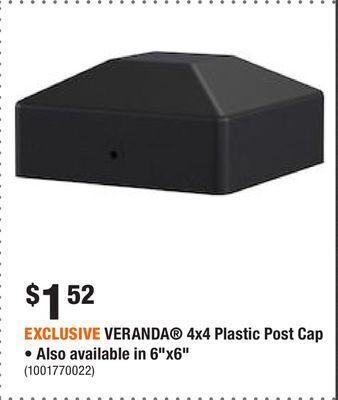 Home Depot Exclusive veranda 4x4 plastic post cap • also available in 6x6 offer
