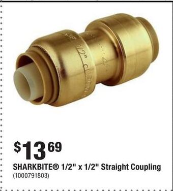 Home Depot Sharkbite 1/2 x 1/2 straight coupling offer