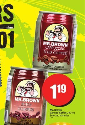 FreshCo Mr. brown canned coffee 240 ml selected varieties offer