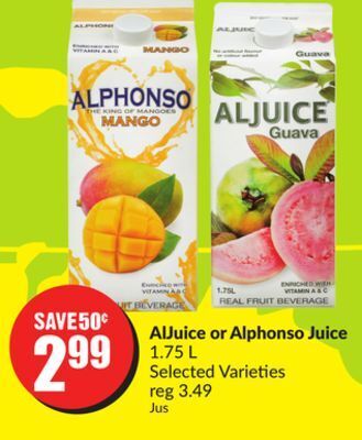 FreshCo Aljuice or alphonso juice 1.75 l selected varieties offer