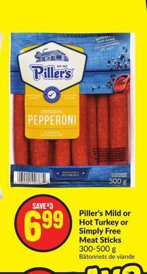FreshCo Piller's mild or hot turkey or simply free meat sticks 300-500 g offer