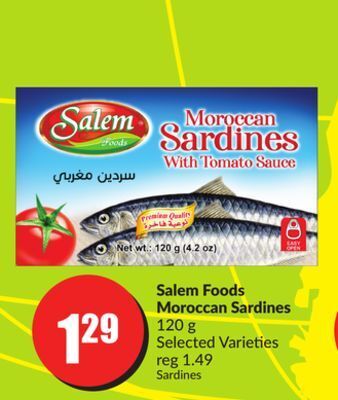 FreshCo Salem foods moroccan sardines 120 g selected varieties offer