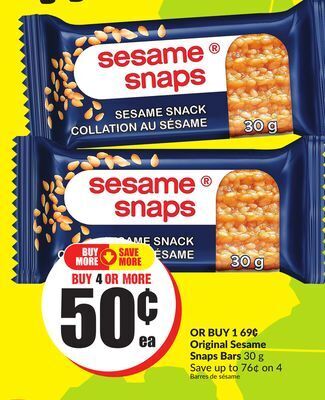 FreshCo Original sesame snaps bars 30g offer