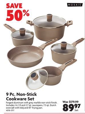 Home Hardware 9 pc. non-stick cookware set offer