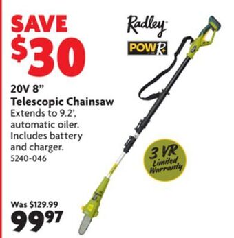 Home Hardware 20v 8 telescopic chainsaw offer