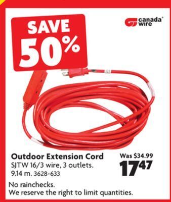 Home Hardware Outdoor extension cord offer