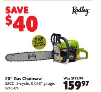 Home Hardware 20 gas chainsaw offer