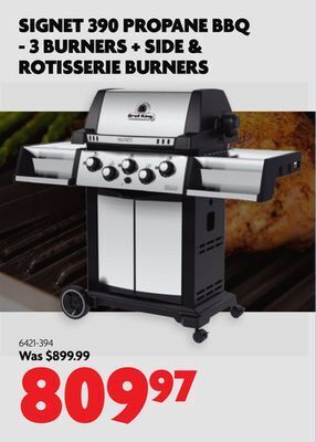 Home Hardware Signet 390 propane bbq - 3 burners + side & rotisserie burners offer
