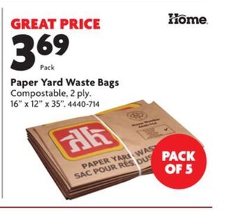 Home Hardware Paper yard waste bags offer