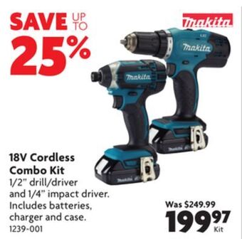 Home Hardware 18v cordless combo kit offer