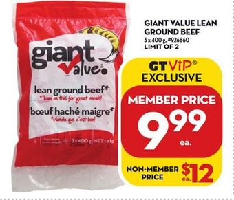 Giant Tiger Giant value lean ground beef offer