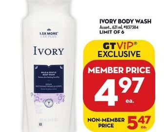Giant Tiger Ivory body wash offer