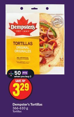 Chalo FreshCo Dempster's tortillas 366-610 g offer