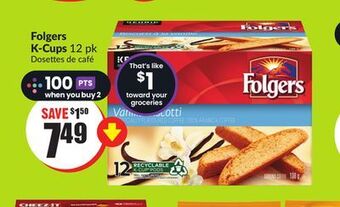 Chalo FreshCo Folgers k-cups 12 pk offer