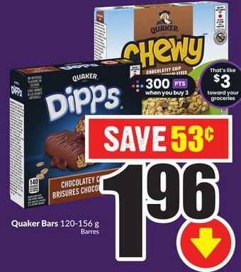 Chalo FreshCo Quaker bars 120-156 g offer