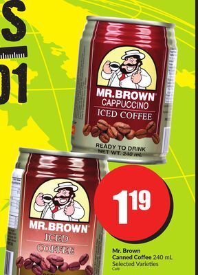 Chalo FreshCo Mr. brown canned coffee 240 ml selected varieties offer