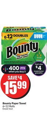 Chalo FreshCo Bounty paper towel 6=12 rolls offer