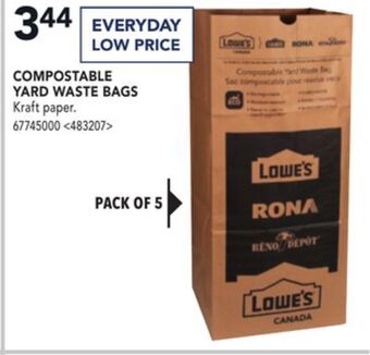RONA Compostable yard waste bags offer