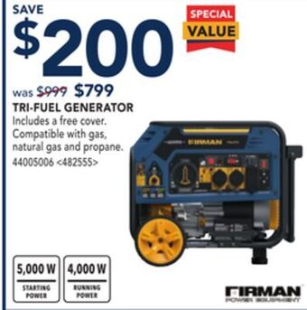 RONA Firman tri-fuel generator offer
