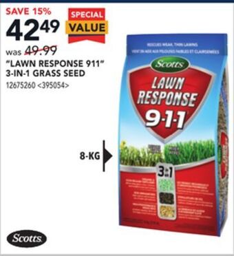 RONA Scotts lawn response 911 3-in-1 grass seed offer