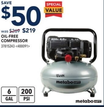 RONA Metabo hpt oil-free compressor offer
