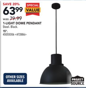 RONA Project source 1-light dome pendant 15 offer