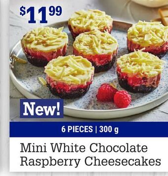 M & M Food Market Mini white chocolate raspberry cheesecakes offer