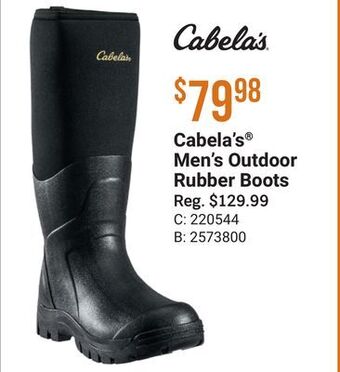 Bass Pro Cabela's men's outdoor rubber boots offer