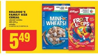 No Frills Kellogg's family size cereal, 480-650 g offer