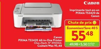 Walmart Canon pixma ts3420 all-in-one printer offer