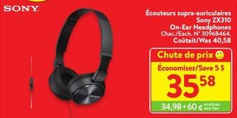 Walmart Sony zx310 on-ear headphones offer