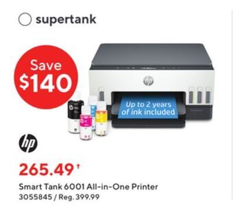 Staples Hp smart tank 6001 all-in-one printer offer