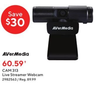 Staples Avermedia cam 313 live streamer webcam offer