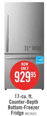 The Brick Hisense 17 cu. ft. counter-depth bottom-mount refrigerator - rb17a2cse offer