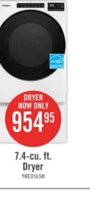 The Brick Whirlpool 7.4 cu. ft. electric dryer with wrinkle shield - ywed5605mw offer