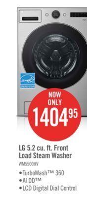 The Brick Lg 5.2 cu. ft. smart front-load washer with turbowash 360 and ai dd - wm5500hva offer