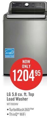The Brick Lg 5.8 cu. ft. top-load washer with turbowash3d - wt7800hva offer
