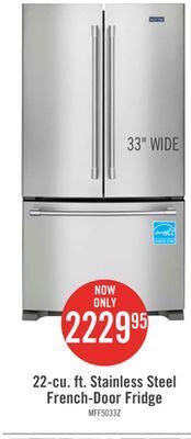 The Brick Maytag 22 cu. ft. french-door refrigerator with interior water dispenser - mrff5033pz offer