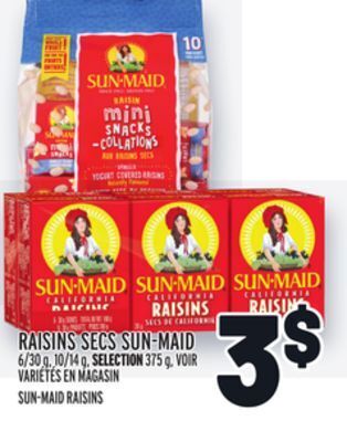 Metro Raisins secs sun-maid | sun-maid raisins offer